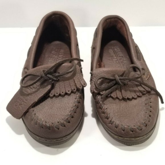 Minnetonka Moccasin 392 Chocolate Moosehide Fringe - Picture 2 of 10